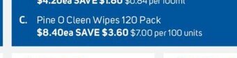 Foodland Pine O Cleen Wipes 120 Pack offer