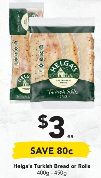 Helga's Turkish Bread or Rolls 400g-450g