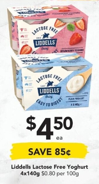 Drakes Liddells Lactose Free Yoghurt 4x140g offer