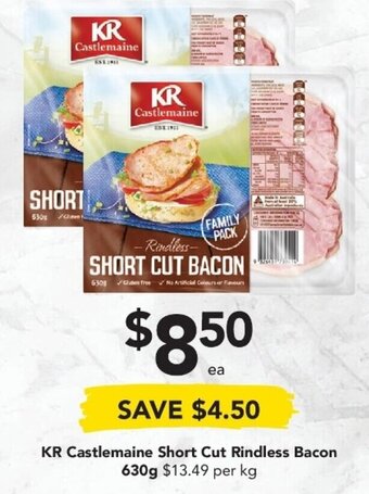 Drakes KR Castlemaine Short Cut Rindless Bacon 630g offer