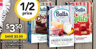 Drakes Bulla Crunch, Split, Choc Bars or Yoghurt Sticks offer