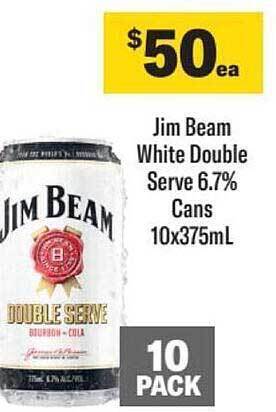Liquorland Jim beam white double serve 6.7% cans offer