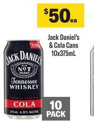 Liquorland Jack daniel's & cola cans offer
