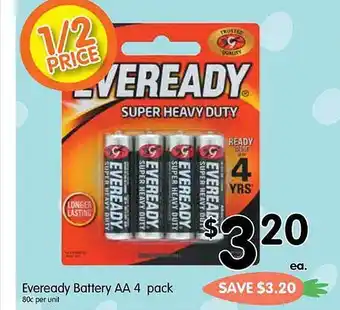 Spar Eveready battery aaa 4 pack offer