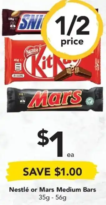 Drakes Nestlé or Mars Medium Bars 35-56g offer