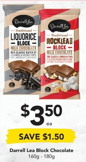 Drakes Darrell Lea Block Chocolate 160-180g offer
