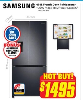 The Good Guys 495L French Door Refrigerator offer