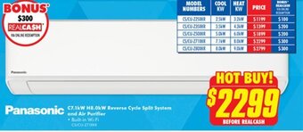 The Good Guys C7.1kW H8.0kW Reverse Cycle Split System and Air Purifier offer
