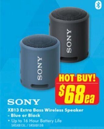 The Good Guys Sony XB13 Extra Bass Wireless Speaker-Blue or Black offer