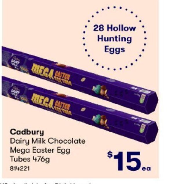 Cadbury Dairy Milk Chocolate Mega Easter Egg Tubes 476g offer at BIG W
