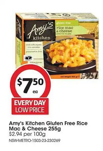 Coles Amy's kitchen gluten free rice mac & cheese offer