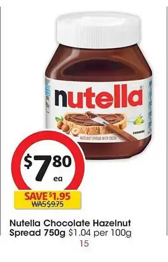 Coles Nutella chocolate hazelnut spread offer