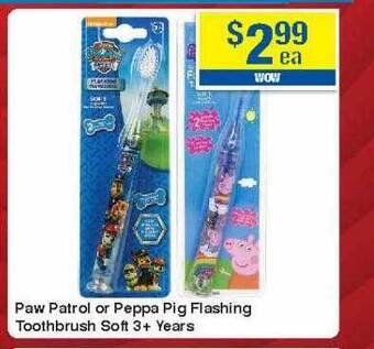 My Chemist Paw patrol or peppa pig flashing toothbrush soft 3+ years offer