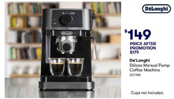 BIG W De'Longhi Stilosa Manual Pump Coffee Machine offer