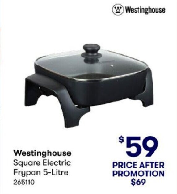 Westinghouse Square Electric Frypan 5Litre offer at BIG W
