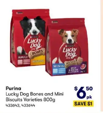 BIG W Purina Lucky Dog Bones and Mini Biscuits Varieties 800g offer