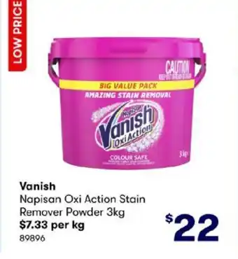 BIG W Vanish Napisan Oxi Action Stain Remover Powder 3 kg offer