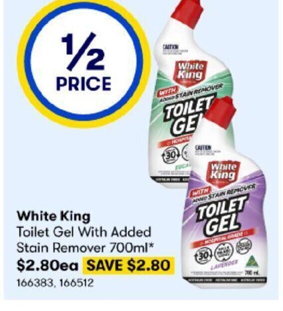 White King Toilet Gel with Added Stain Remover 700 ml offer at BIG W