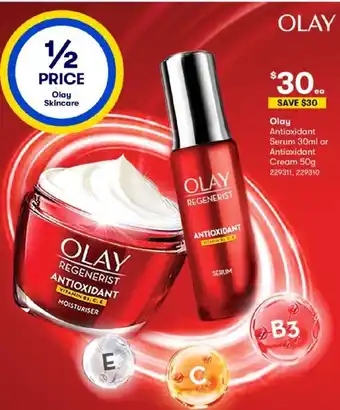 BIG W Olay Antioxidant Serum 30 ml or Antioxidant Cream 50g offer