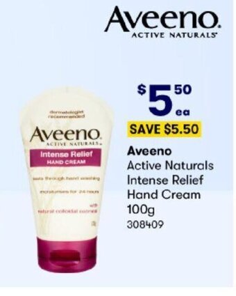 BIG W Aveeno Active Naturals Intense Relief Hand Cream 100g offer