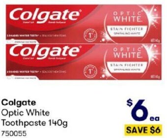 BIG W Colgate Optic White Toothpaste 140g offer
