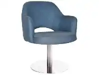 LivingStyles Albury Commercial Grade Gravity Fabric Dining Stool with Arm, Metal Disc Base, Denim / Silver offer
