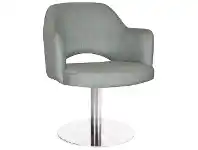 LivingStyles Albury Commercial Grade Gravity Fabric Dining Stool with Arm, Metal Disc Base, Cloud / Silver offer