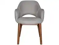 LivingStyles Albury Commercial Grade Gravity Fabric Dining Armchair, Timber Leg, Steel / Walnut offer
