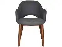LivingStyles Albury Commercial Grade Gravity Fabric Dining Armchair, Timber Leg, Slate / Walnut offer