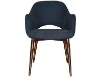 LivingStyles Albury Commercial Grade Gravity Fabric Dining Armchair, Slim Metal Leg, Navy / Copper offer