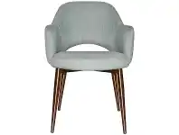 LivingStyles Albury Commercial Grade Gravity Fabric Dining Armchair, Slim Metal Leg, Cloud / Copper offer