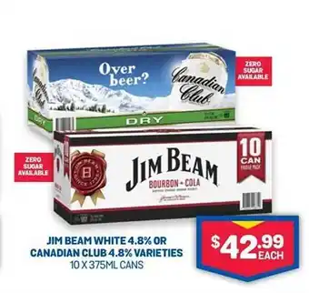 Bottlemart Jim beam white 4.8% or canadian club 4.8% offer