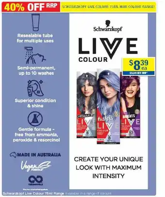My Chemist Schwarzkopf live colour offer