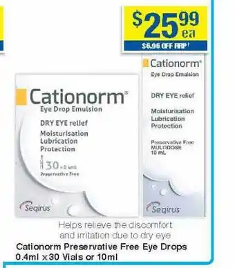 Cationorm preservative free eye drops