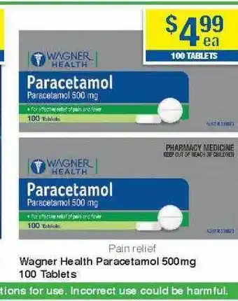 My Chemist Wagner health paracetamol 500 mg 100 tablets offer