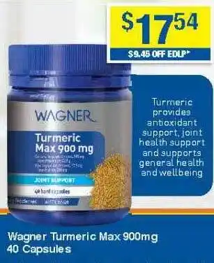 My Chemist Wagner turmeric max 900 mg 40 capsules offer