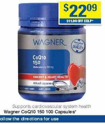 My Chemist Wagner coq10 150 100 capsules offer