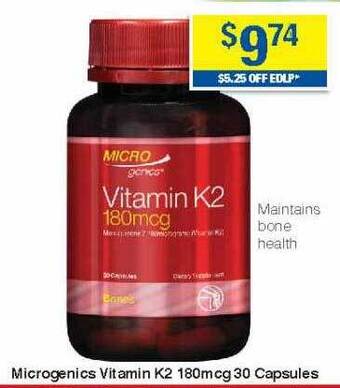 My Chemist Microgenics vitamin k2 180mcg 30 capsules offer