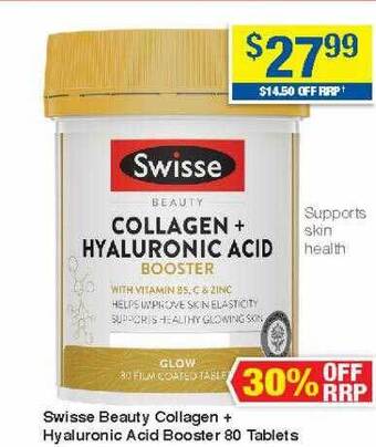 My Chemist Swisse beauty collagen + hyaluronic acid booster 80 tablets offer