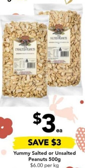 Drakes Yummy Salted or Unsalted Peanuts 500g offer