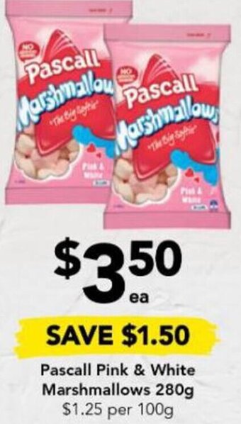 Drakes Pascall Pink & White Marshmallows 280g offer