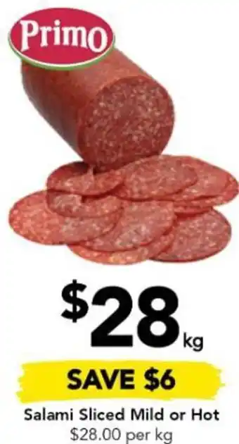 Drakes Primo Salami Sliced Mild or Hot offer