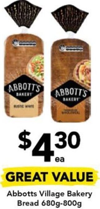 Drakes Abbotts Village Bakery Bread 680g-800g offer