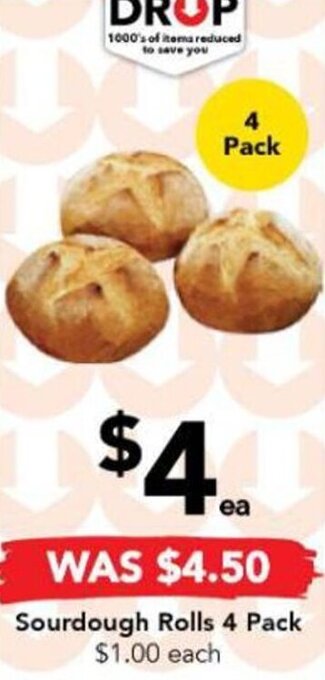 Drakes Sourdough Rolls 4 Pack offer