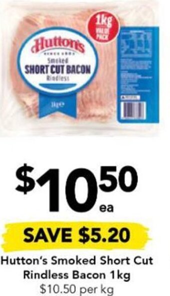 Drakes Hutton's Smoked Short Cut Rindless Bacon 1kg offer