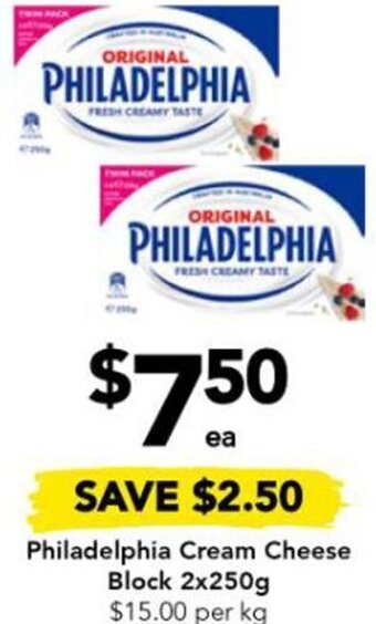 Drakes Philadelphia Cream Cheese Block 2x250g offer