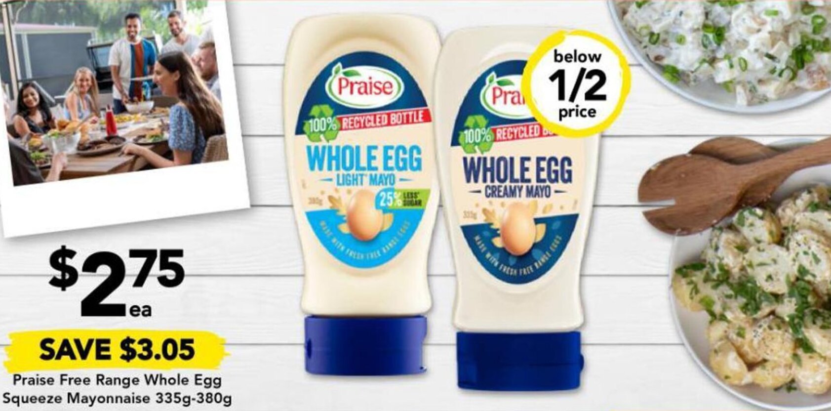 Praise Free Range Whole Egg Squeeze Mayonnaise 335g380g offer at Drakes
