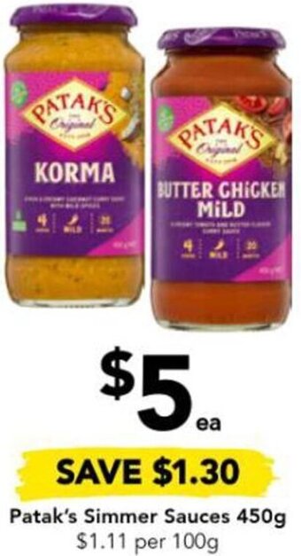 Patak's Simmer Sauces 450g