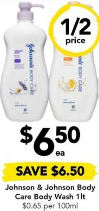 Drakes Johnson & Johnson Body Care Body Wash 1lt offer