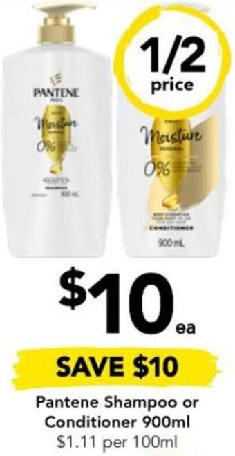 Drakes Pantene Shampoo or Conditioner 900ml offer